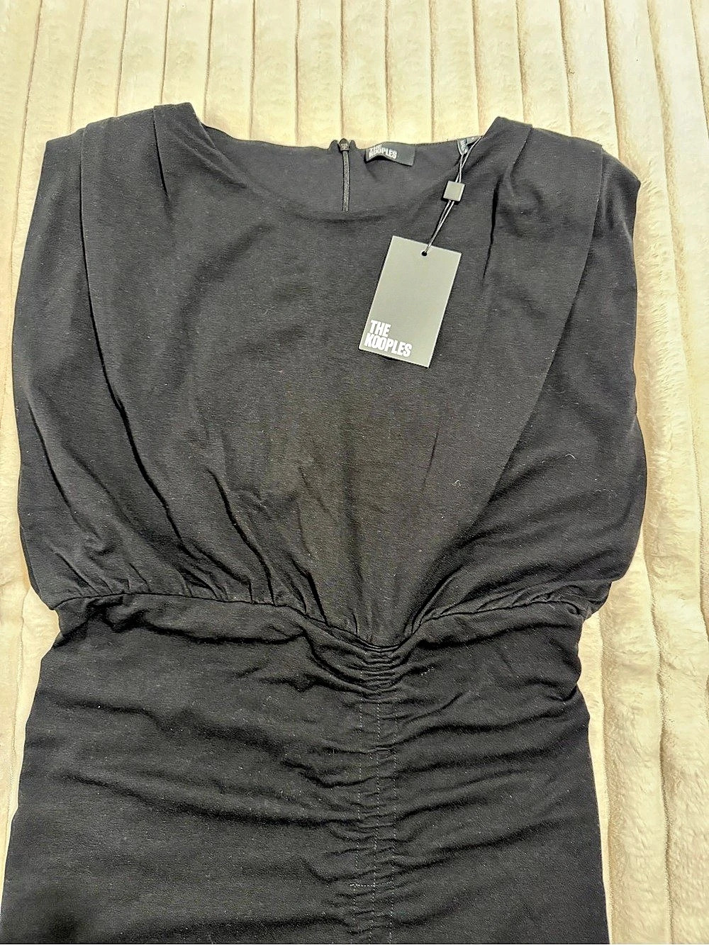The Kooples Ruched Dress with Padded Shoulders Black medium - Picture 3 of 10